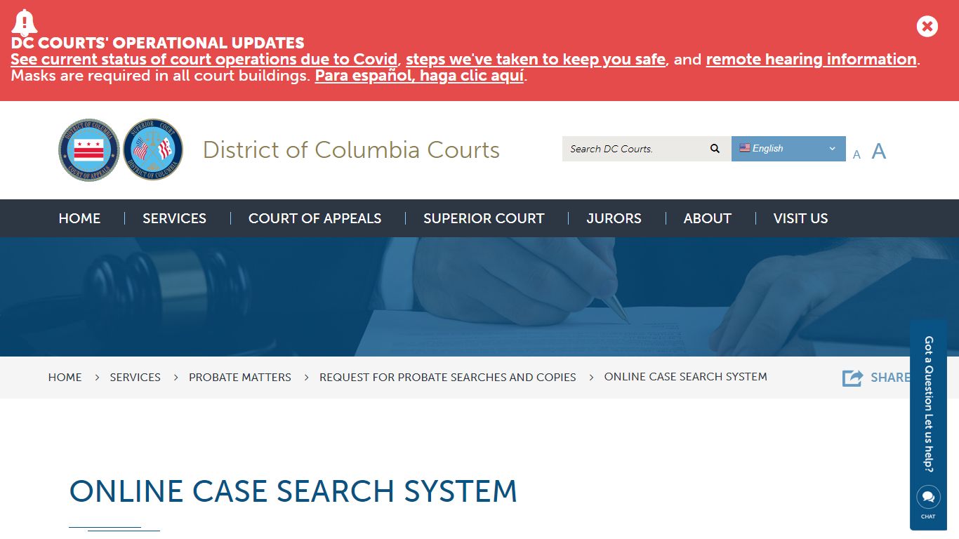 Online Case Search System | District of Columbia Courts